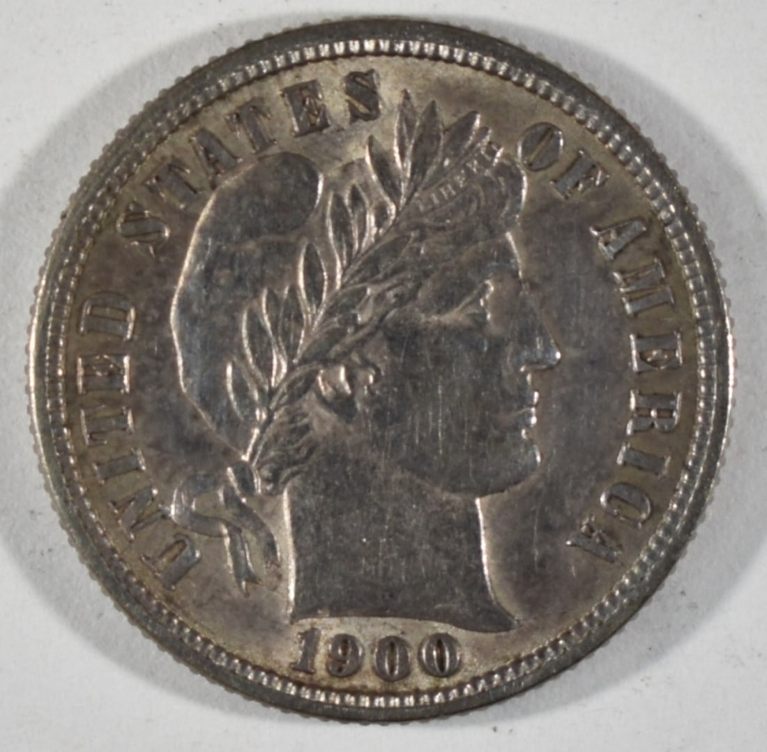 1900-S Barber Dime: Bid live now!