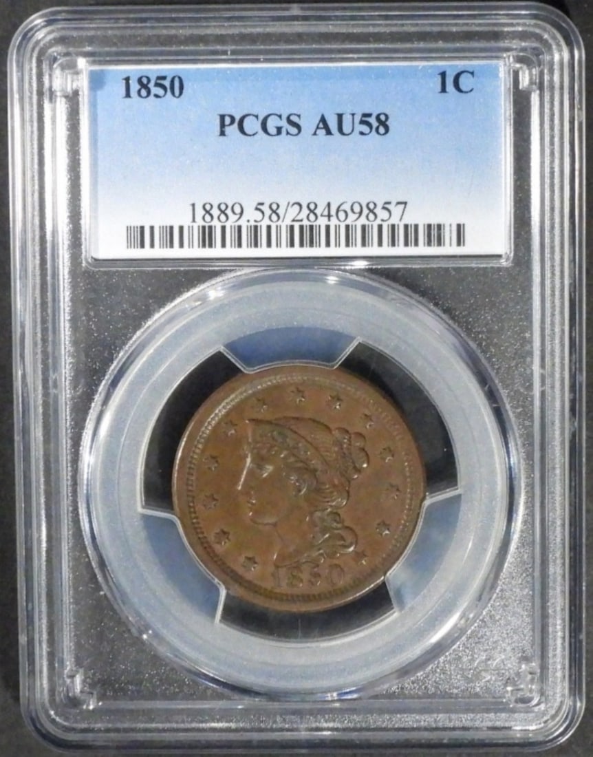 1850 Large Cent, PCGS AU-58: Your #1 stop for all things collectible