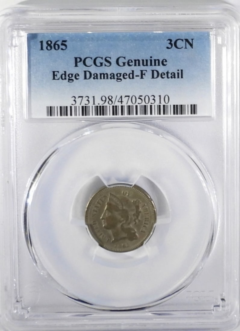 1865 Three Cent Nickel PCGS Genuine: Check out our new site @ live.vintageauctionsonline.com