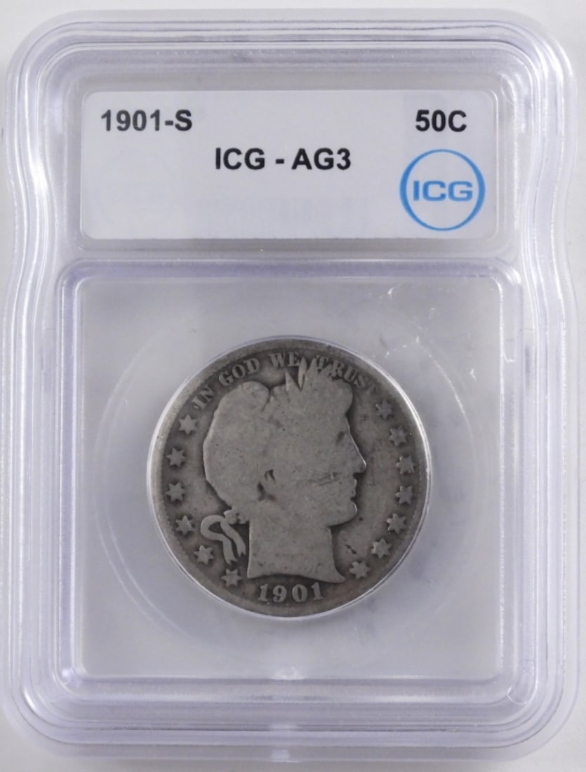 1901-S Barber Half, ICG AG-3: Bid with Vintage Auctions