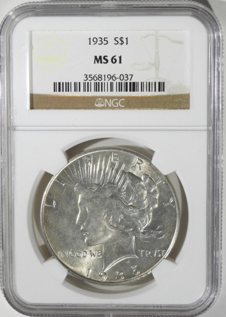 1935 Peace Dollar, NGC MS-61: Check out our new site @ live.vintageauctionsonline.com