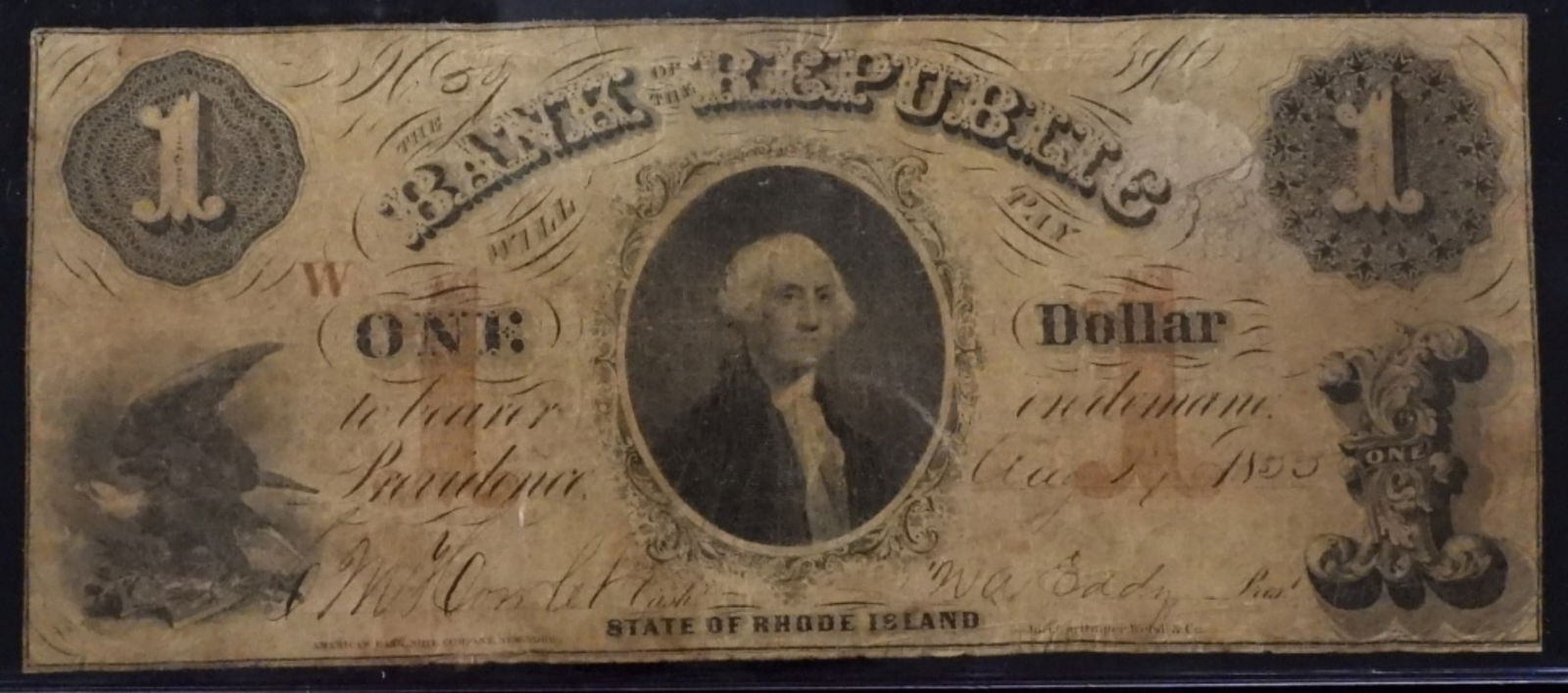 August 17, 1853 Bank Republic One Dollar: Check out our new site @ live.vintageauctionsonline.com