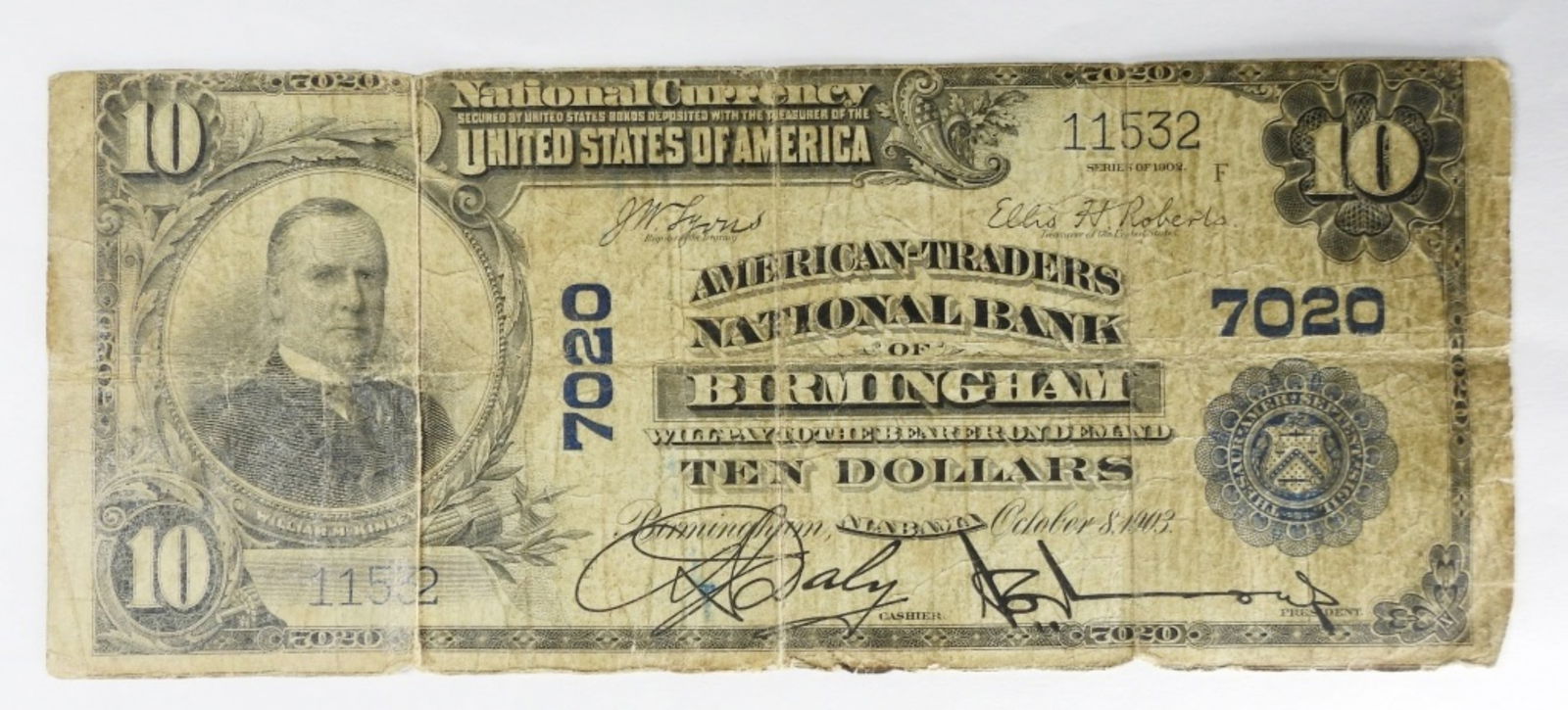 1902 $10 Birmingham, AL Nat'l Note: Charter 7020