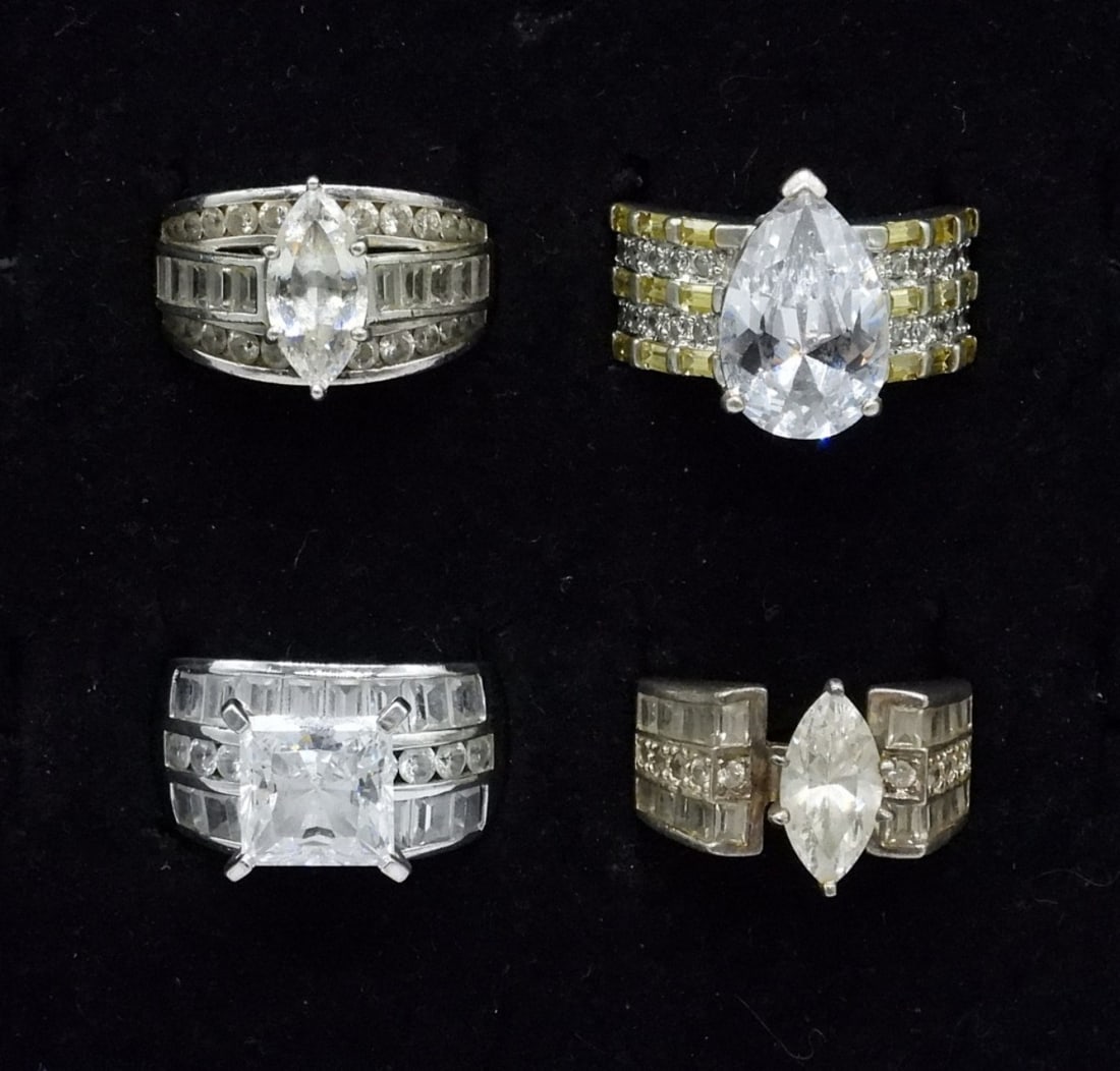 4 Bridal Style 925 Simulated Diamond Rings (1 of 2)