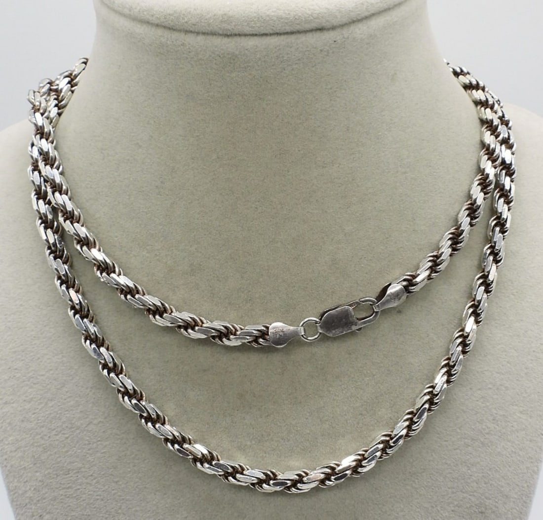 Thick & Heavy Sterling Rope Chain, 30 Inches: 30 inch long, thick and heavy sterling rope chain. (47.2 dwt)