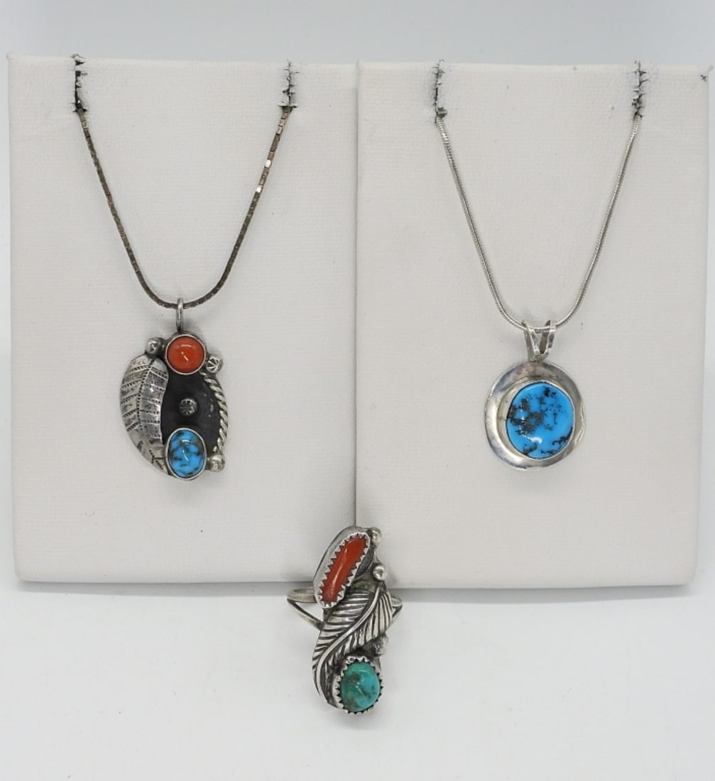 Sterling Turquoise Necklaces and Ring (1 of 2)