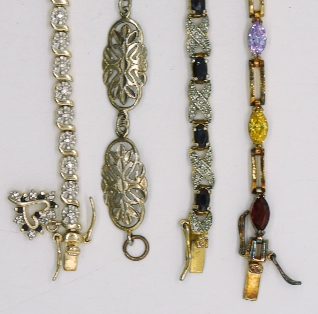 4 Sterling Gemstone Bracelets - 3