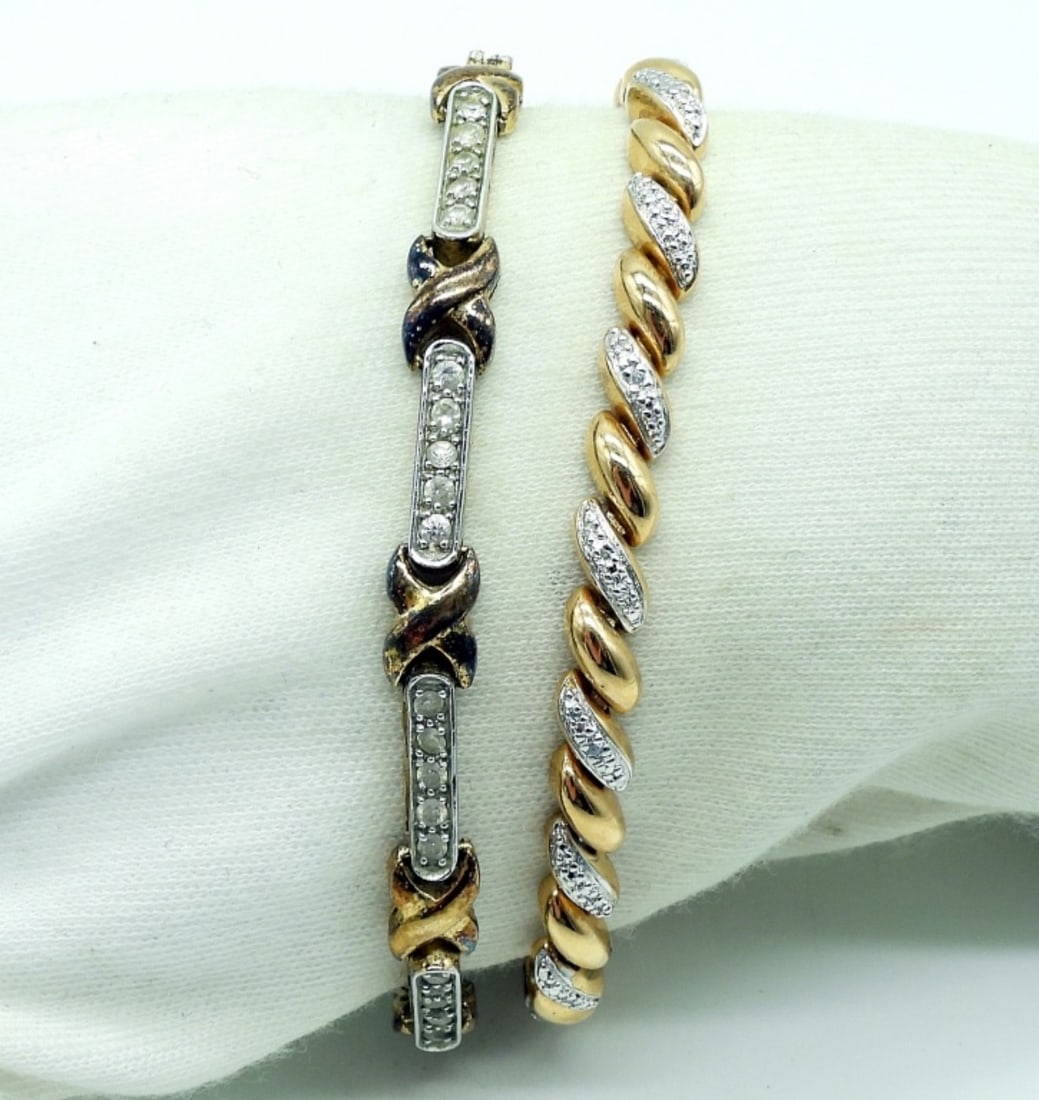 2 Sterling Gold Tone Tennis Bracelets (1 of 2)