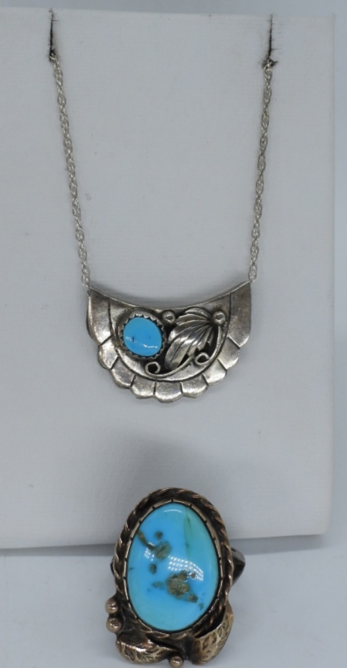 Sterling Navajo Turquoise Necklace & Ring (1 of 4)