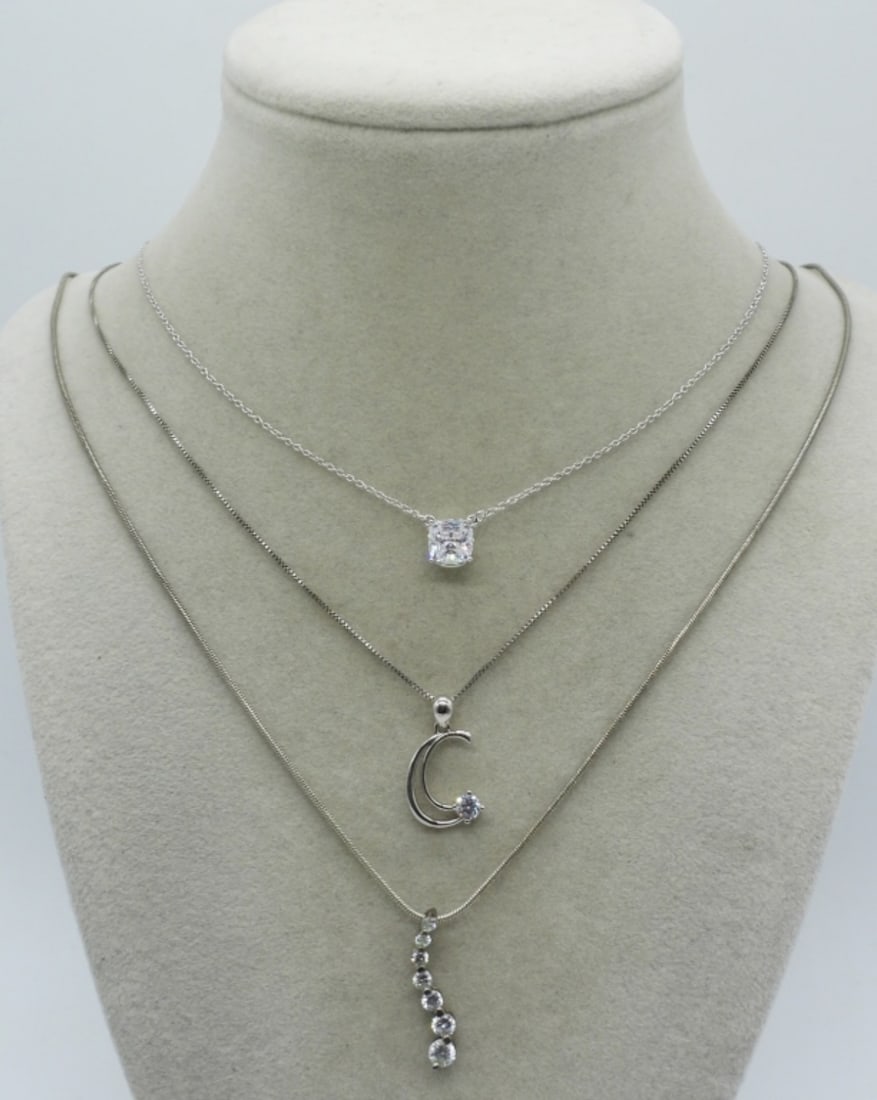 3 Sterling Fashion Necklaces with Gemstones (1 of 2)