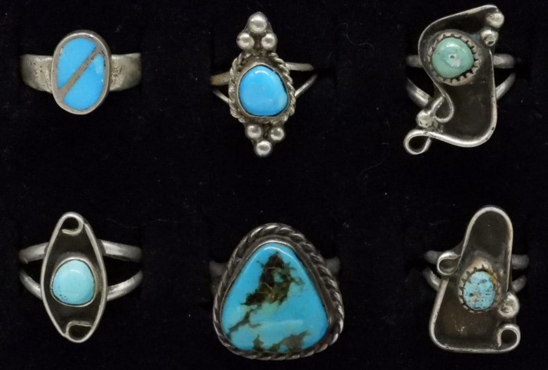 6 Sterling Turquoise Rings (1 of 2)