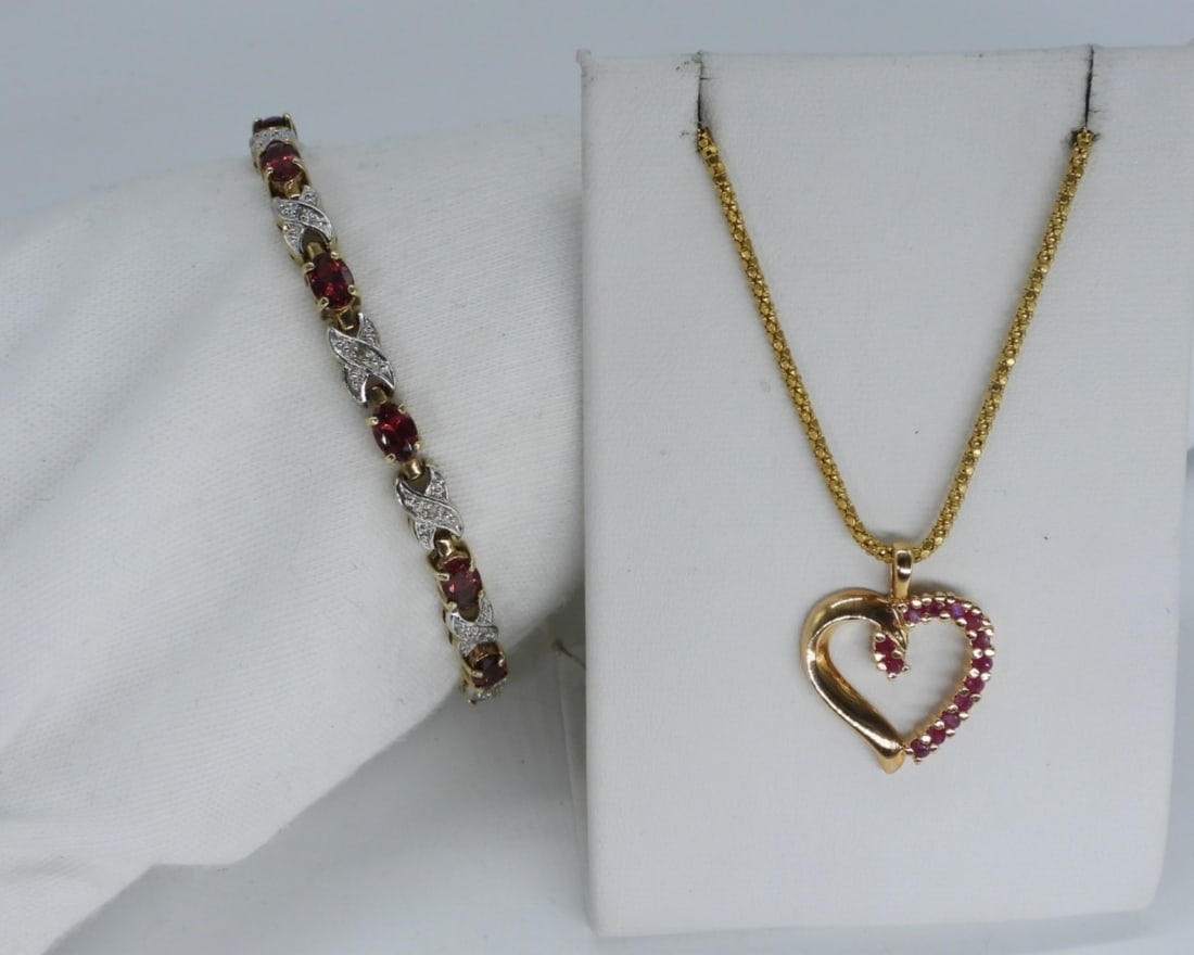 Garnet & Ruby Gold Tone 925 Necklace & More (1 of 3)