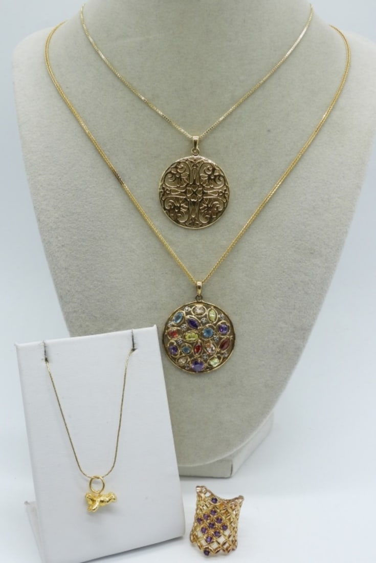 Gold Tone 925 Gemstone Necklaces & Ring (1 of 4)