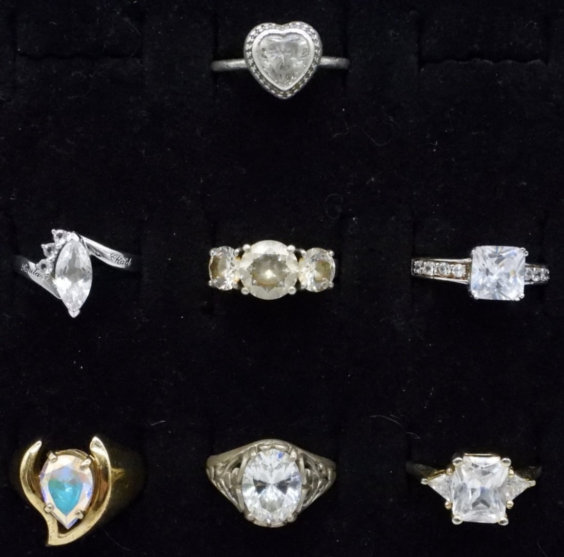 7 Sterling Simulated Diamond Fashion Rings (1 of 2)