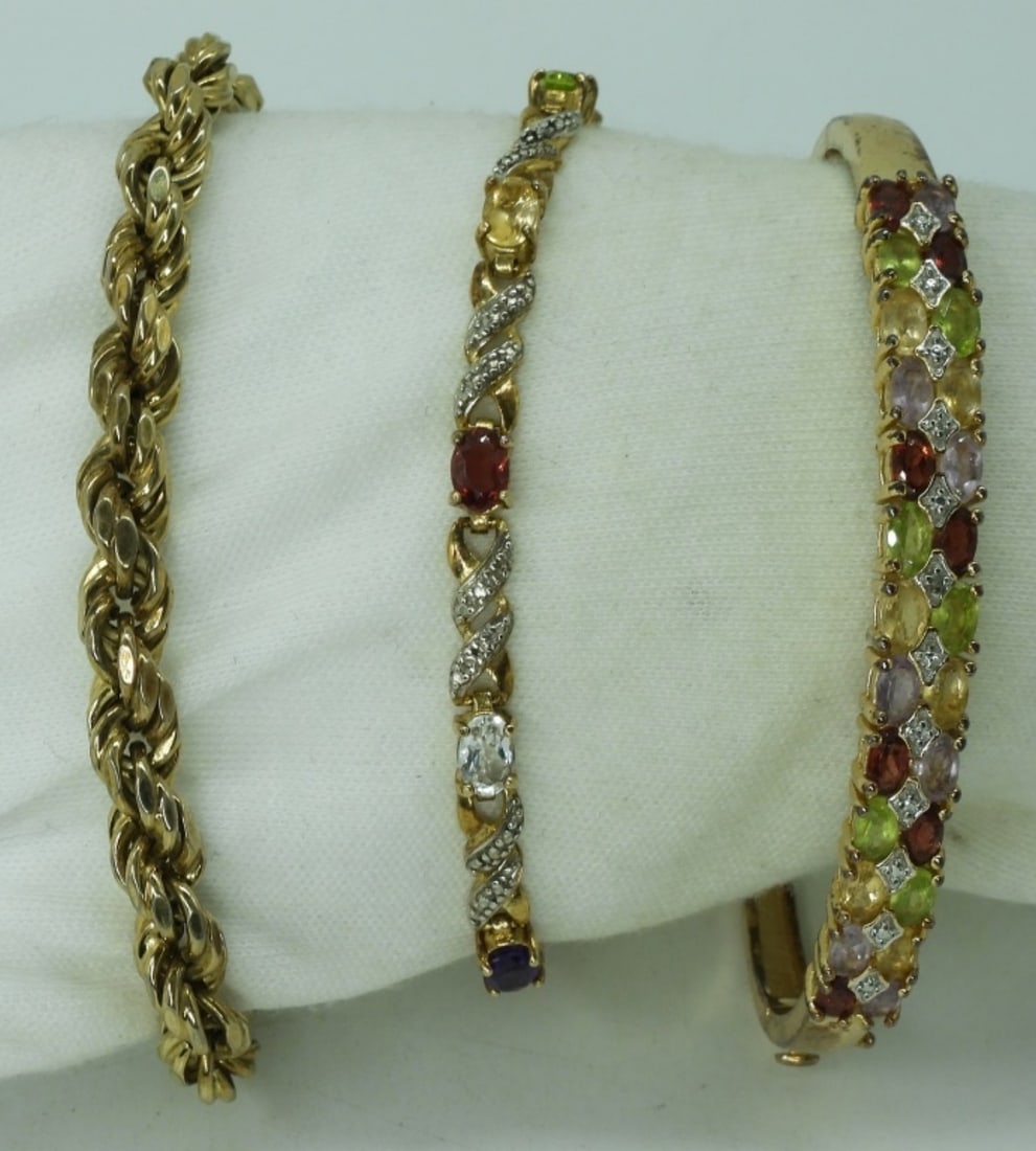3 Gold Tone Sterling Bracelets (1 of 1)