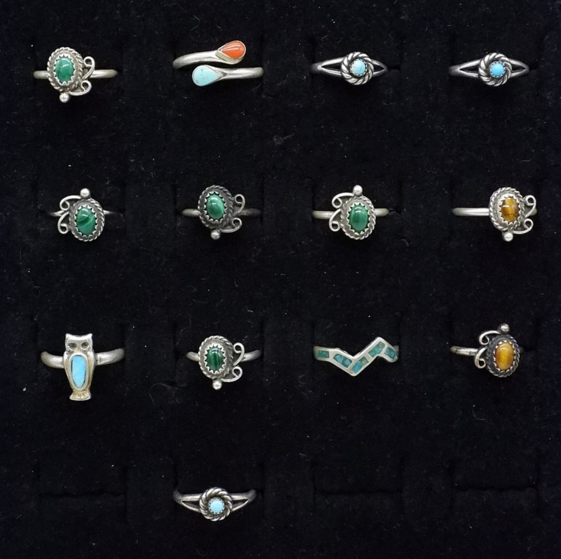 13 Petite Sterling Turquoise Rings (1 of 2)