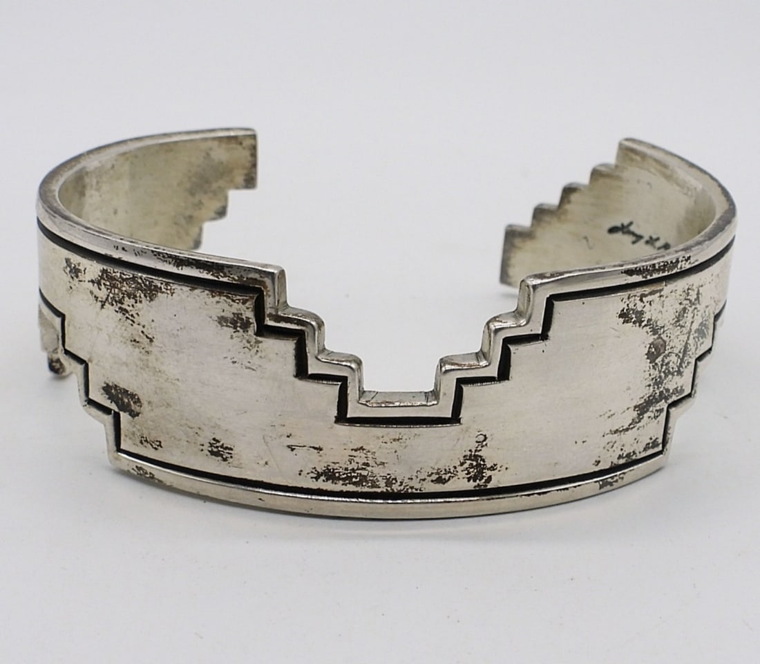 Navajo Sterling Signed Cuff Bracelet (1 of 3)