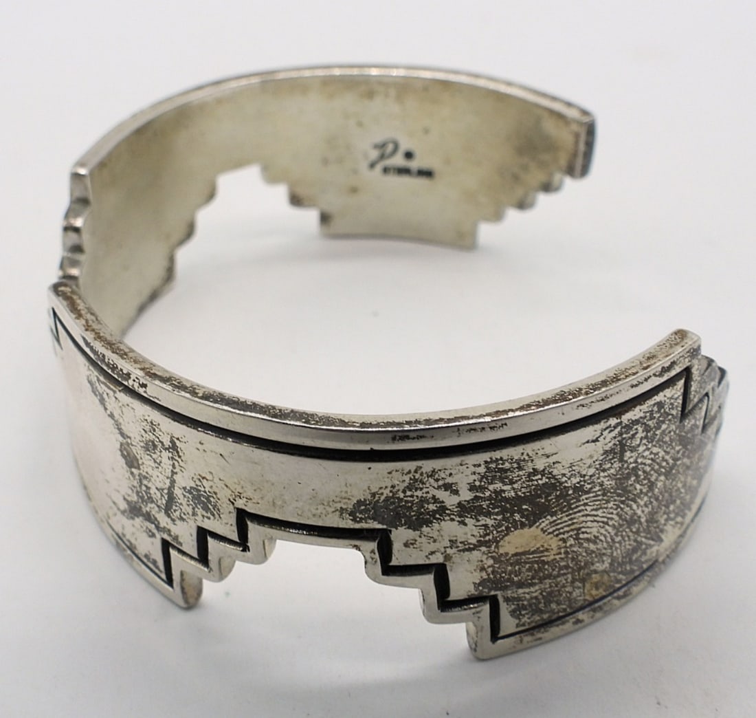 Navajo Sterling Signed Cuff Bracelet - 2