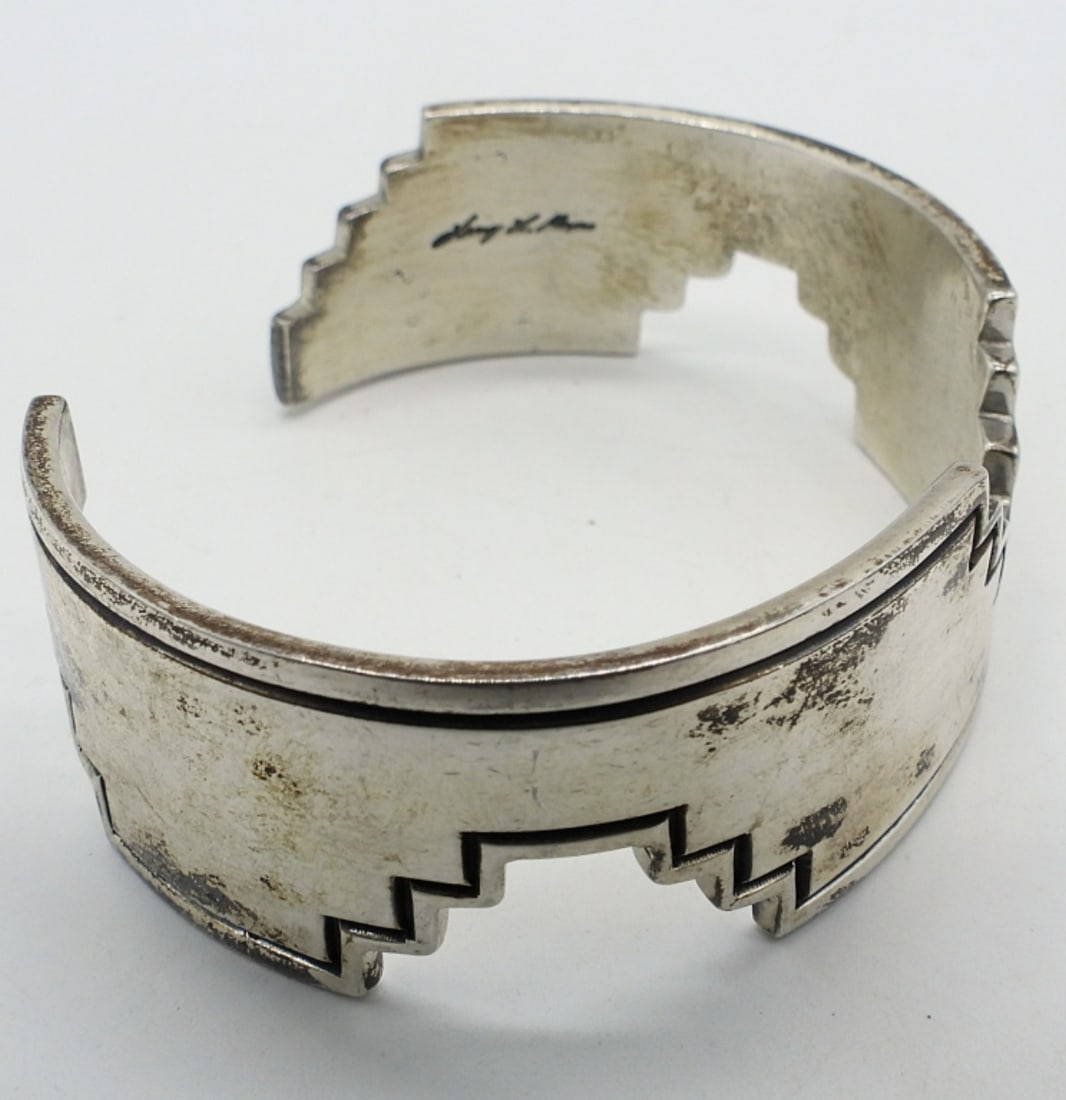 Navajo Sterling Signed Cuff Bracelet - 3