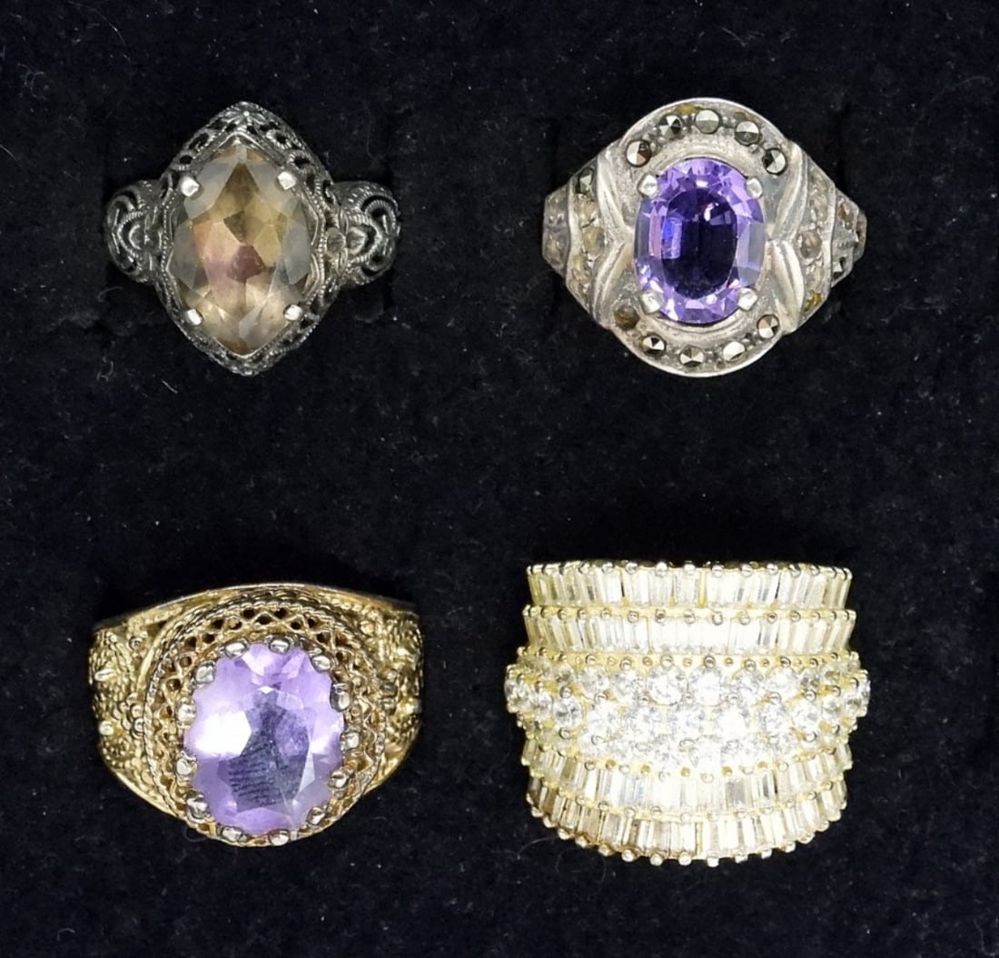 4 Sterling & Gold Tone Gemstone Rings (1 of 2)