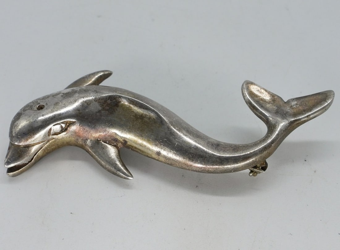 Taxco Sterling Dolphin Brooch (1 of 3)