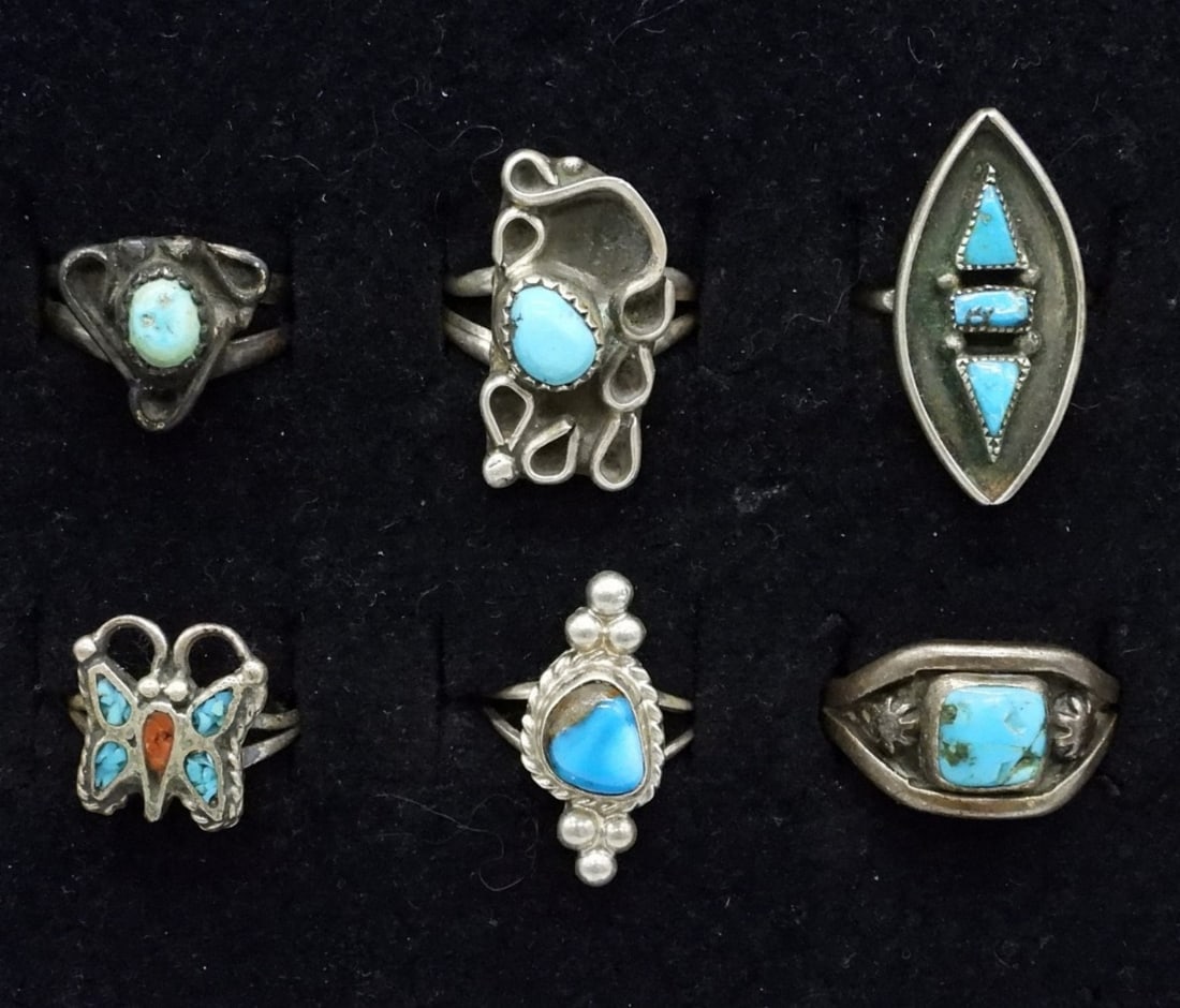 6 Sterling Turquoise Rings (1 of 1)