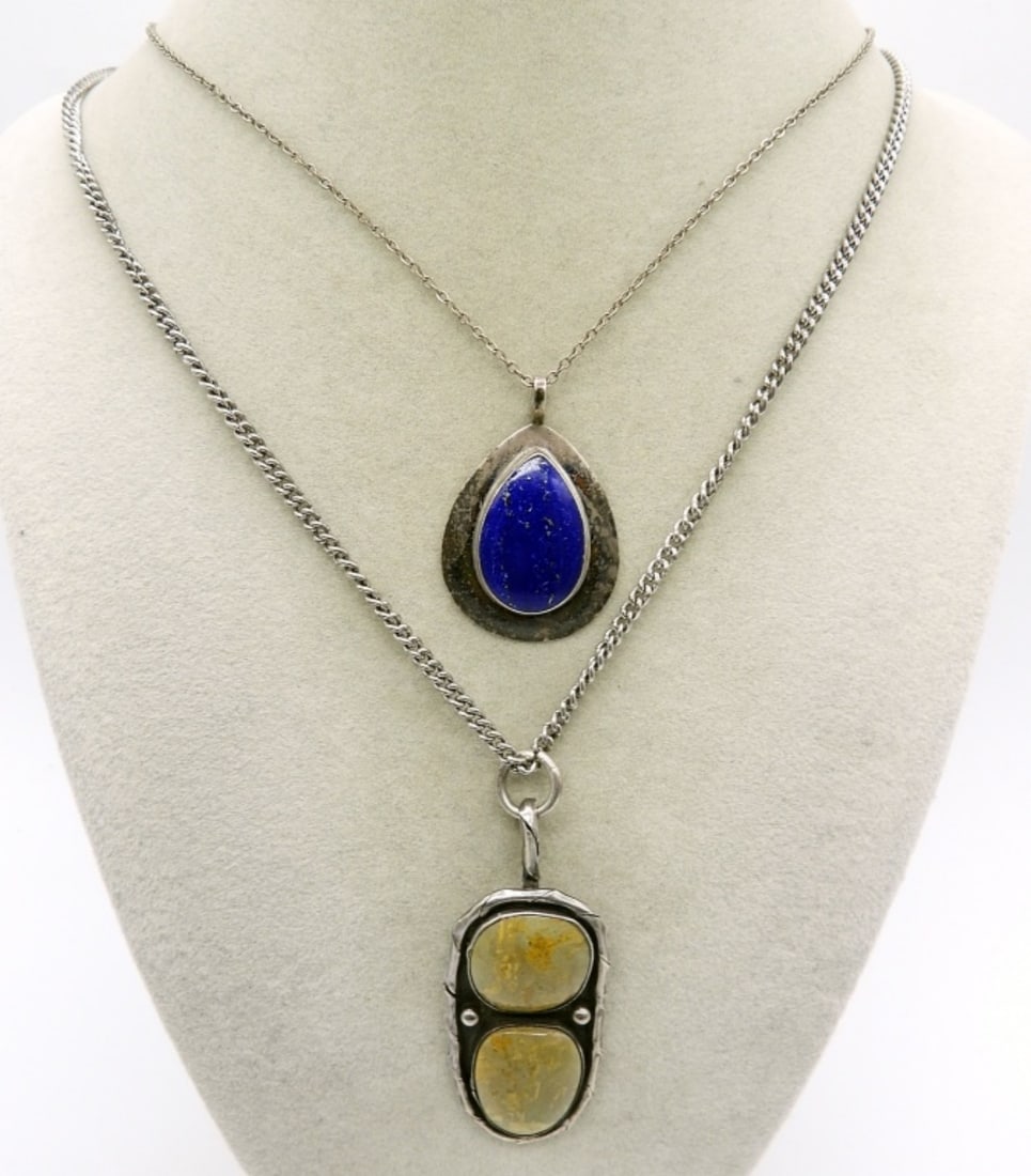 2 Navajo Sterling Necklaces - Lapis & Jasper (1 of 2)