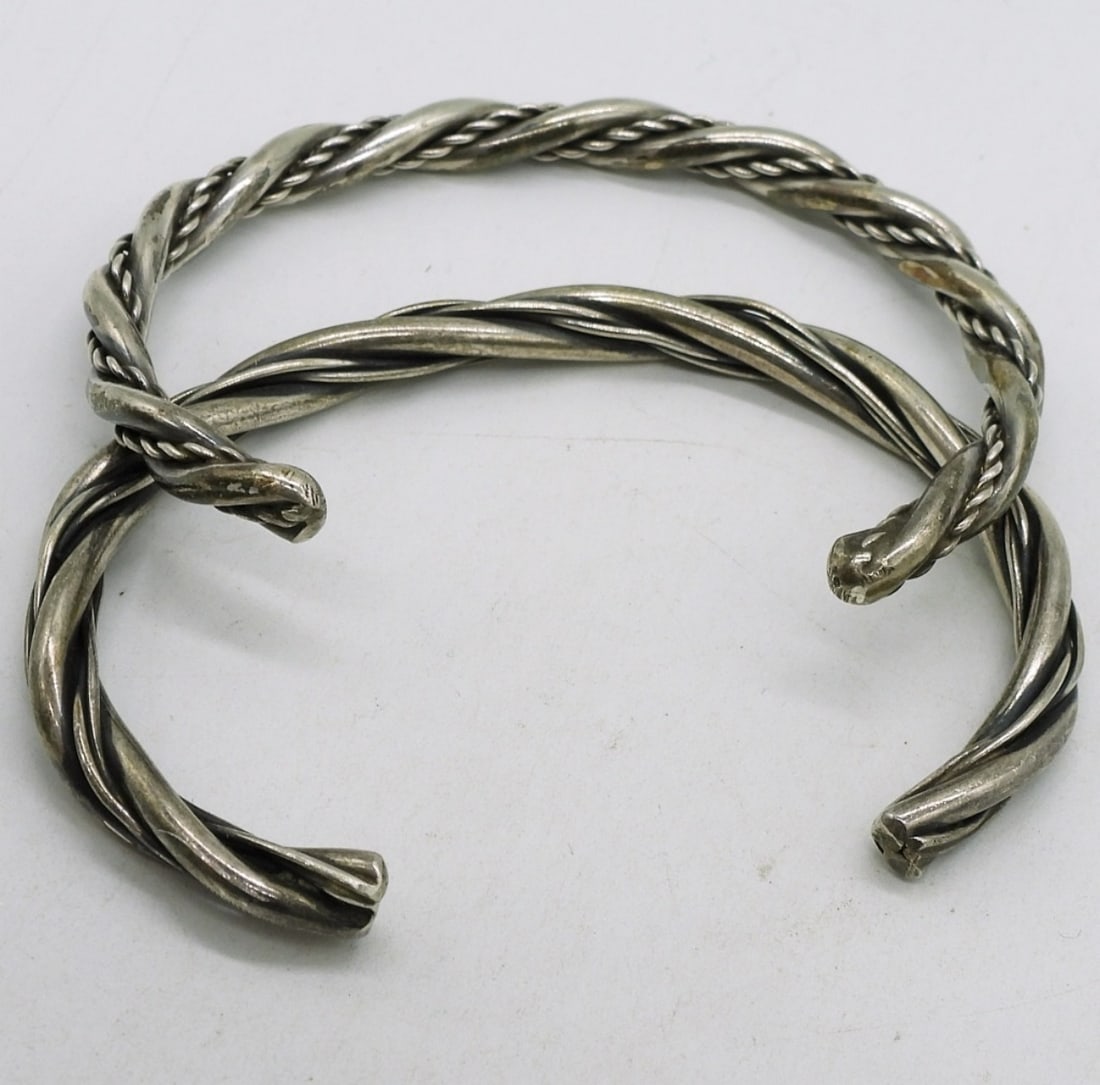 Two Sterling Twisted Bangle Bracelets - 2