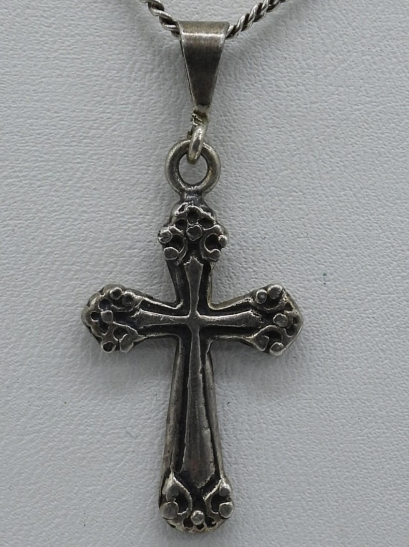 2 Sterling Religious Cross Necklaces - 2
