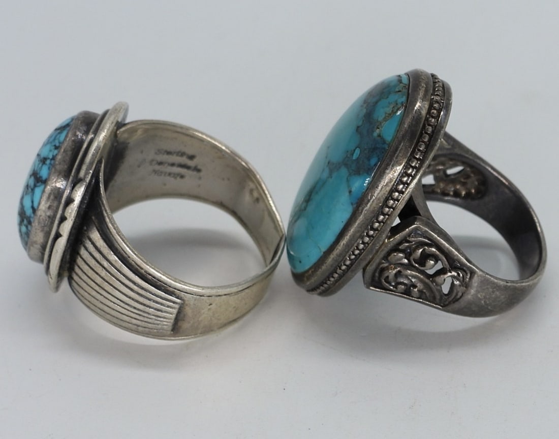 2 Turquoise Sterling Rings - 2
