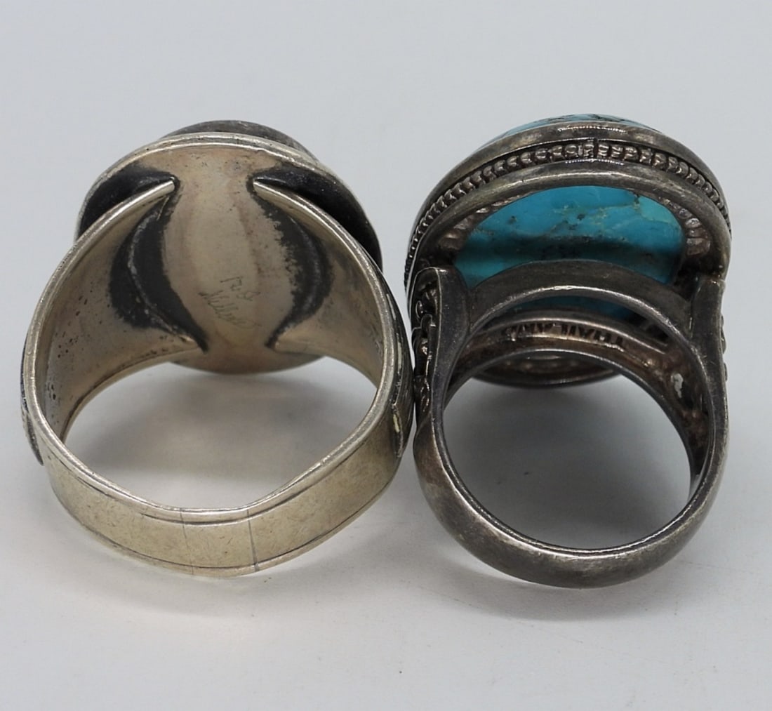 2 Turquoise Sterling Rings - 3