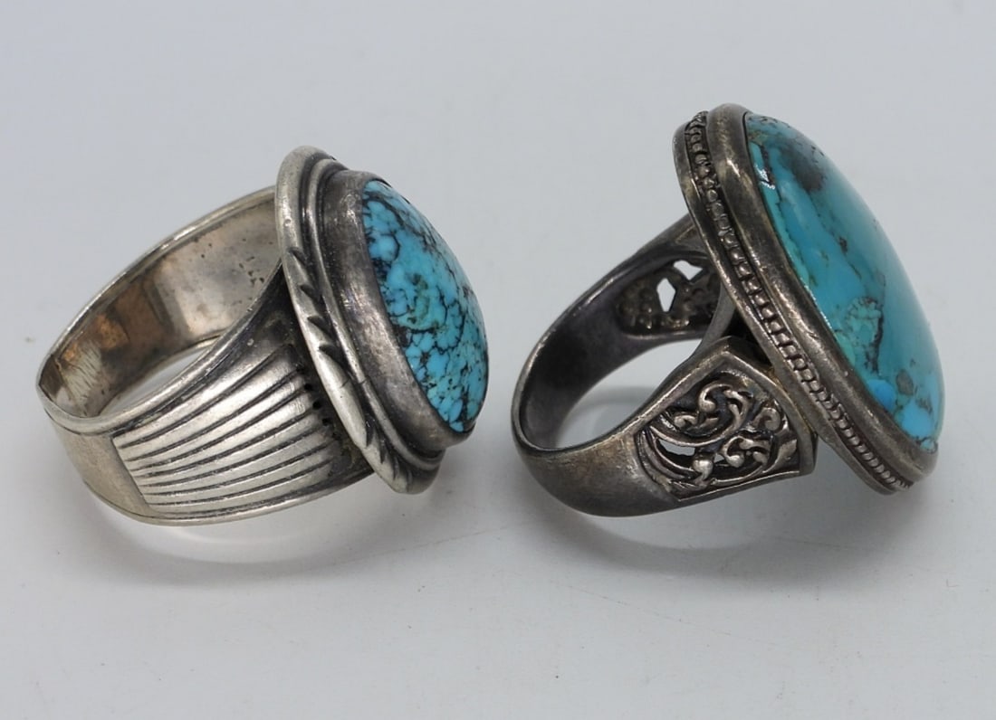 2 Turquoise Sterling Rings - 4