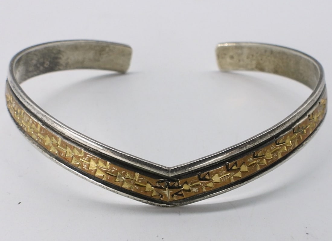 Navajo 925 & 12K GF Cuff Bracelet (1 of 2)