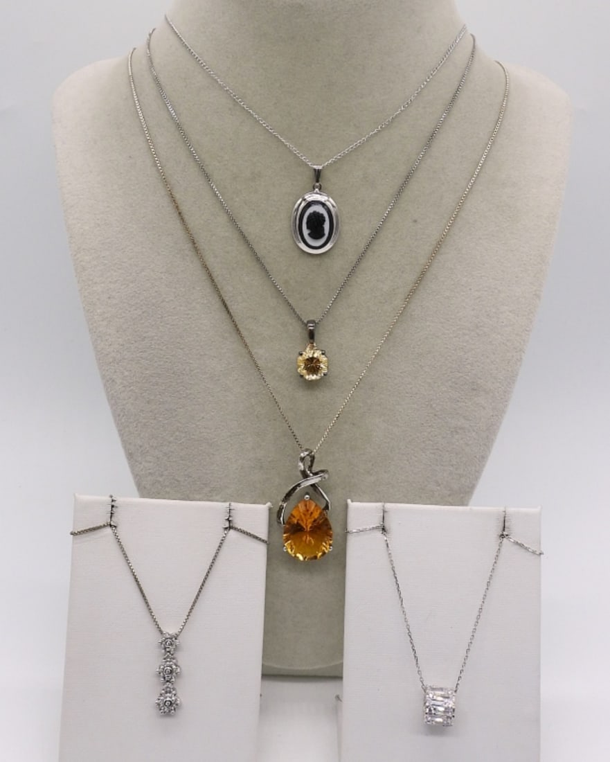5 Sterling Fashion Necklaces with Gemstones (1 of 3)
