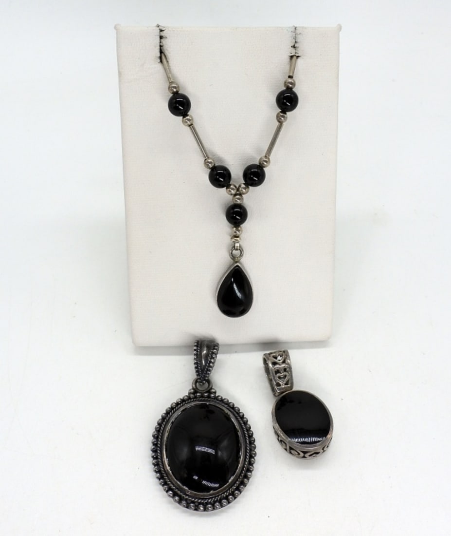 Black Onyx Sterling Necklace & Pendants (1 of 3)