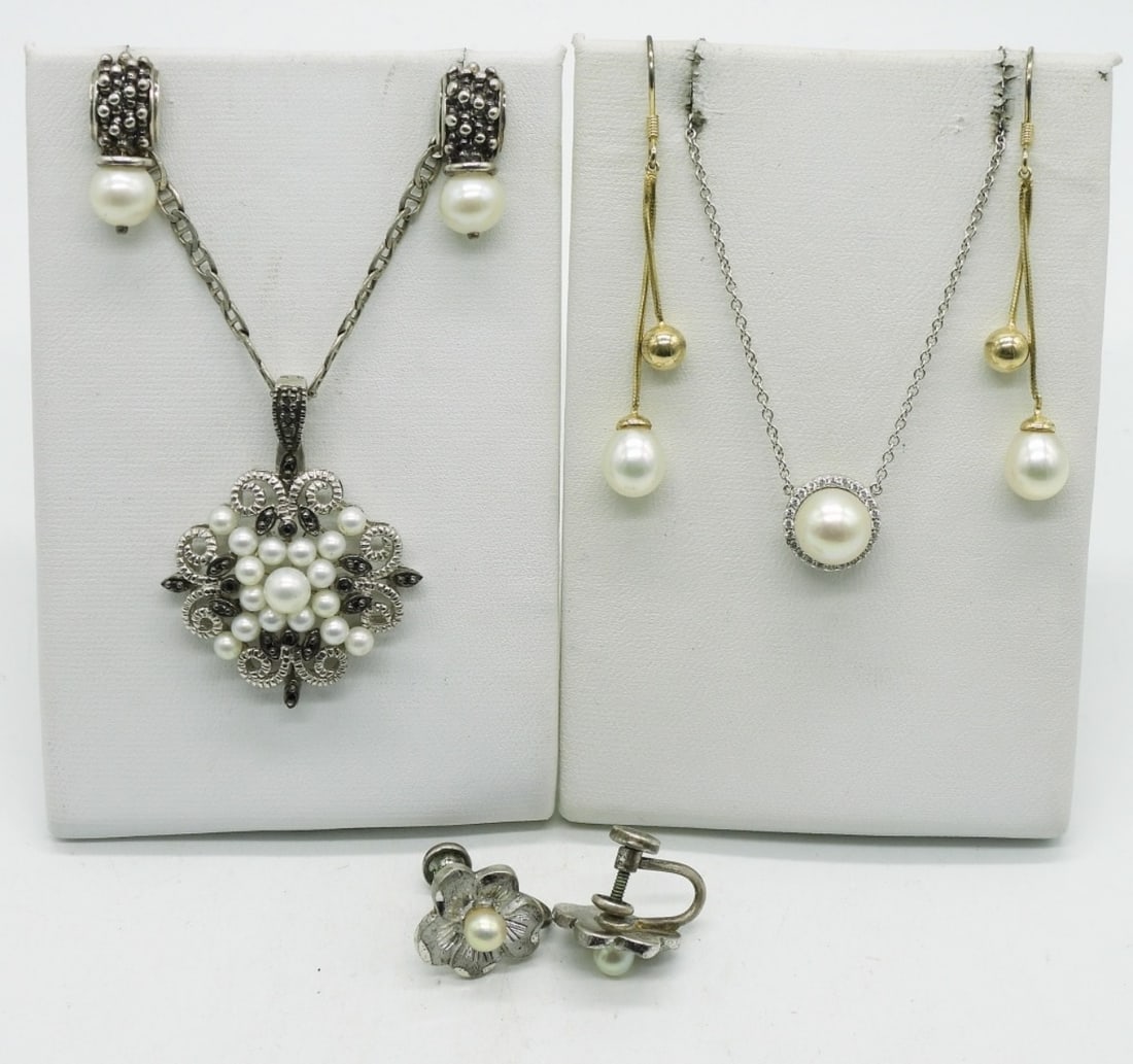Sterling Pearl Earrings & Necklaces (1 of 1)