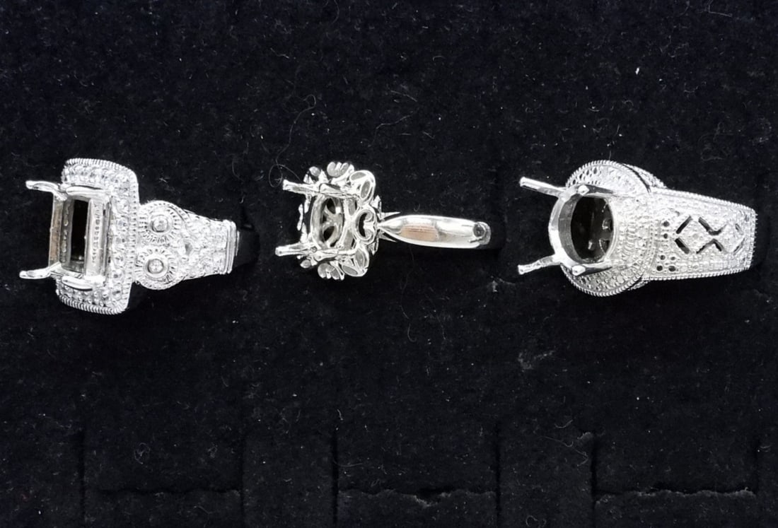 3 Sterling Semi-Mount Ring Settings - 2