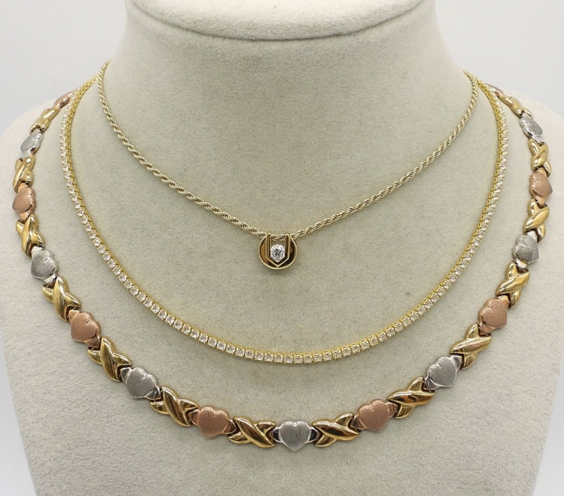 3 Sterling Gold Tone Fashion Necklaces (1 of 1)