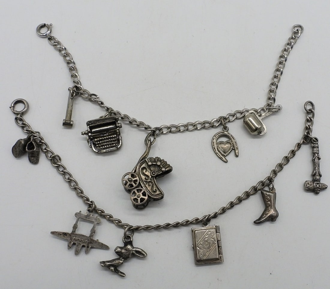 2 Vintage Sterling Charm Bracelets (1 of 1)