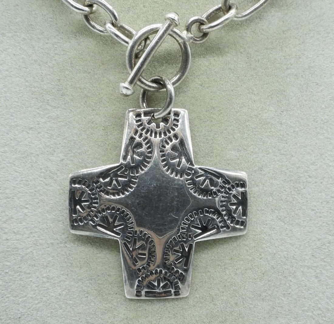 Sterling Cross Toggle Clasp Necklace - 2