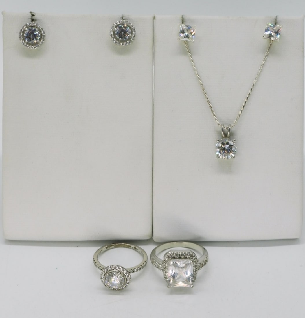 Bridal Style Sterling Rings, Earrings, Necklace (1 of 4)