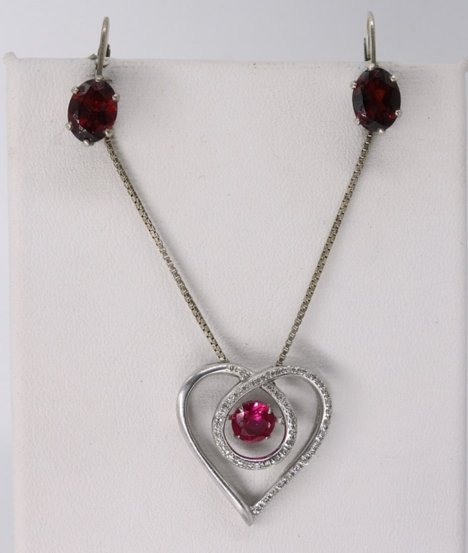 Simulated Ruby & Garnet 925 Necklace & More - 3