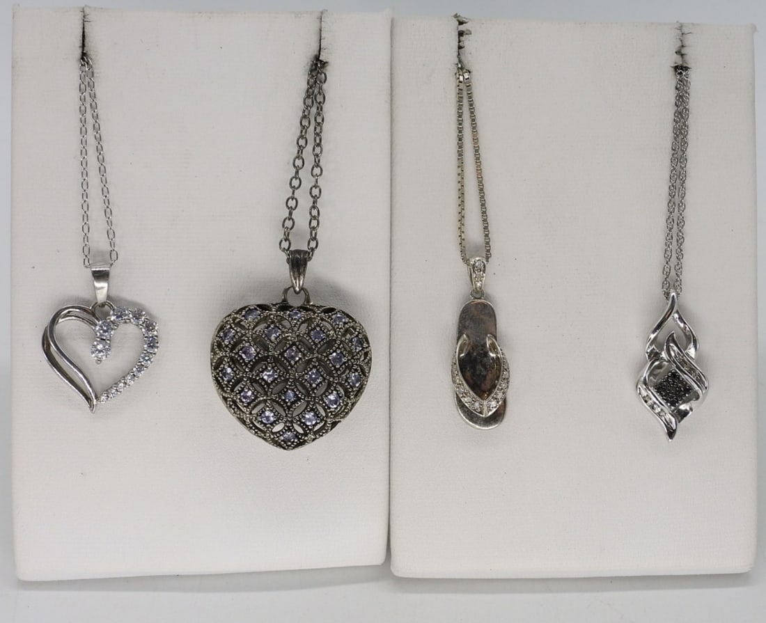 Four 925 Necklaces, Hearts & Sandals (1 of 1)