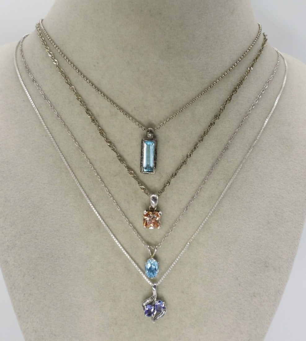 4 Gorgeous Sterling Gemstone Necklaces (1 of 2)