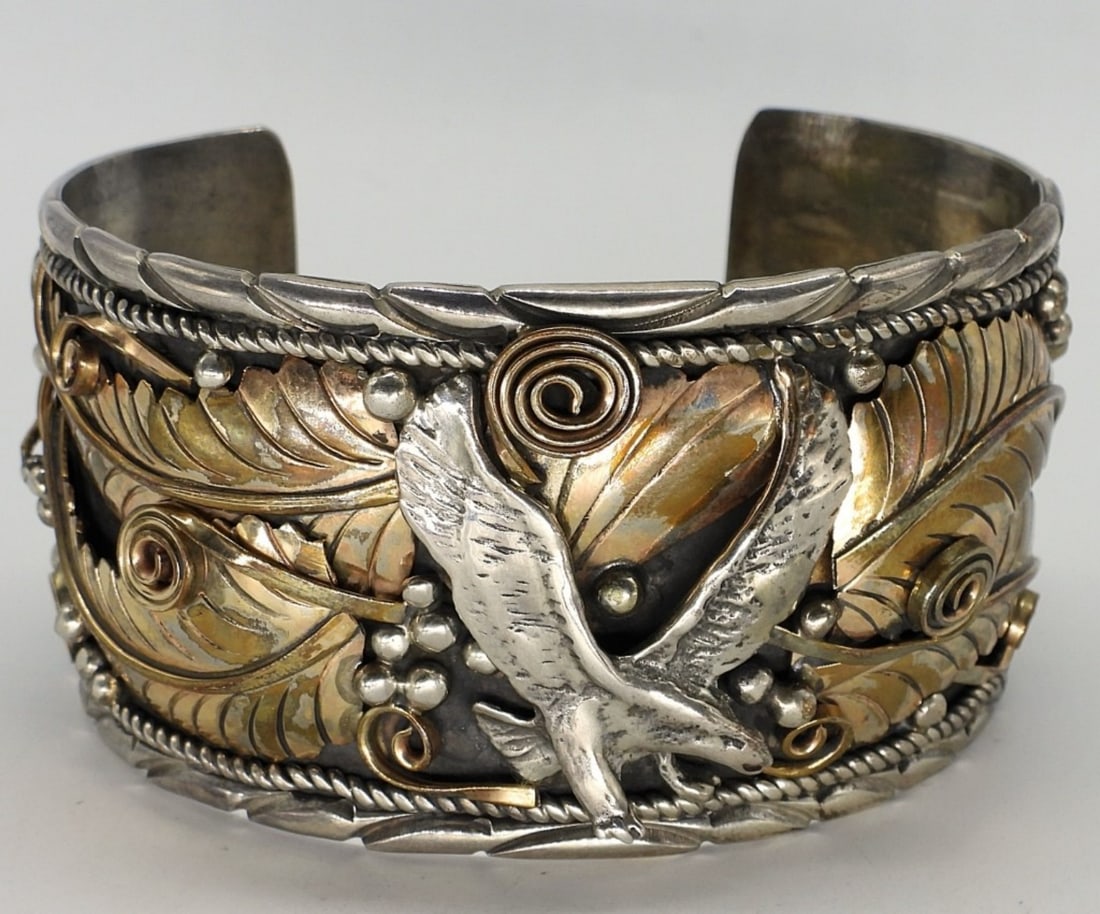 Sterling & Gold Tone Eagle Navajo Cuff (1 of 5)