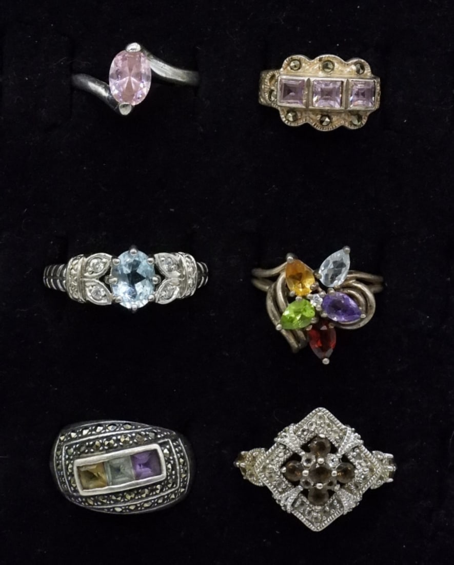 6 Sterling Gemstone Rings (1 of 1)