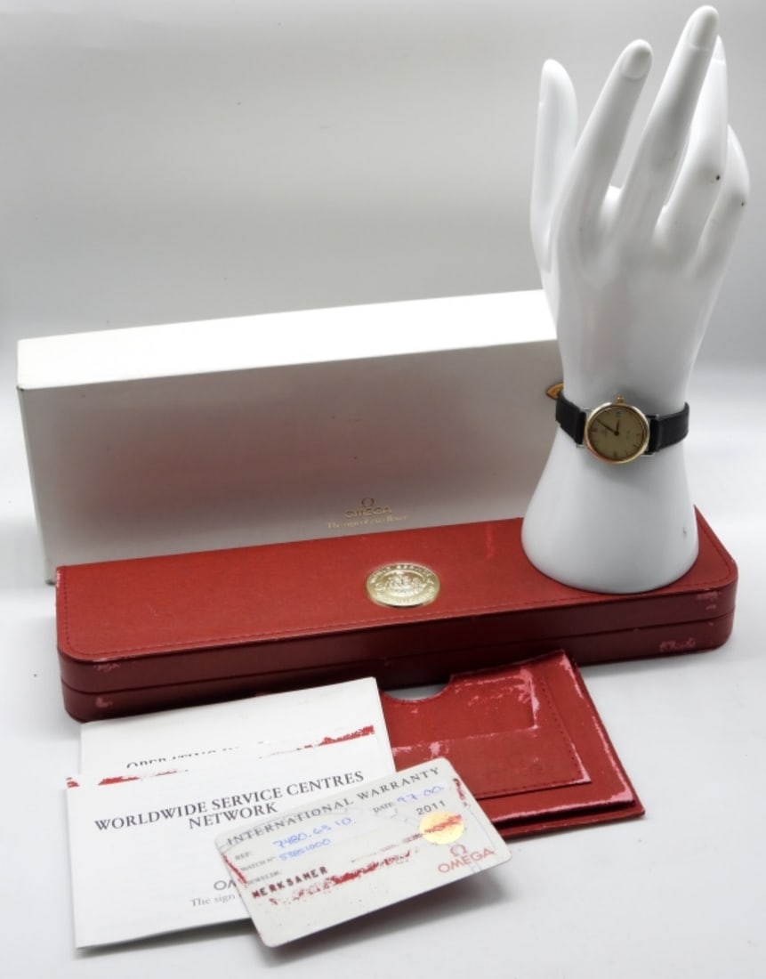 Omega De Ville Ladies' Watch-Untested.: Genuine Leather (the leather on the band is starting to peel by the seam). Watch #53851000. Ref. 7480.63.10. Comes with its original box and International Warranty Omega card. Jeweler Merksamer.