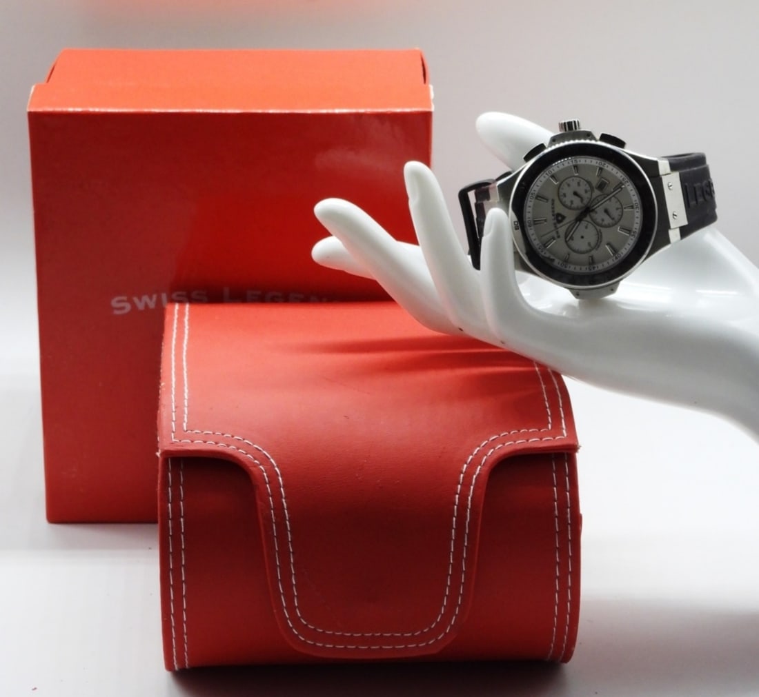 Swiss Legend Maverick Watch: Comes with its original box. Water resistant, 10 ATM/ 330 Feet. One of the mini hands is broken and is moving, which looks like it can be repaired. Watches are not verified, authenticated, or tested i