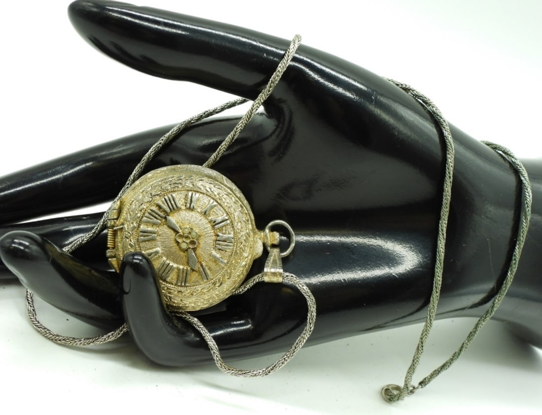 Sheffield Pop-Up Pendant Pocket Watch: This watch was popular in the 1960's and 70's with its long chain and gold-tone overlay. Watches are not verified, authenticated, or tested in running condition unless specified.