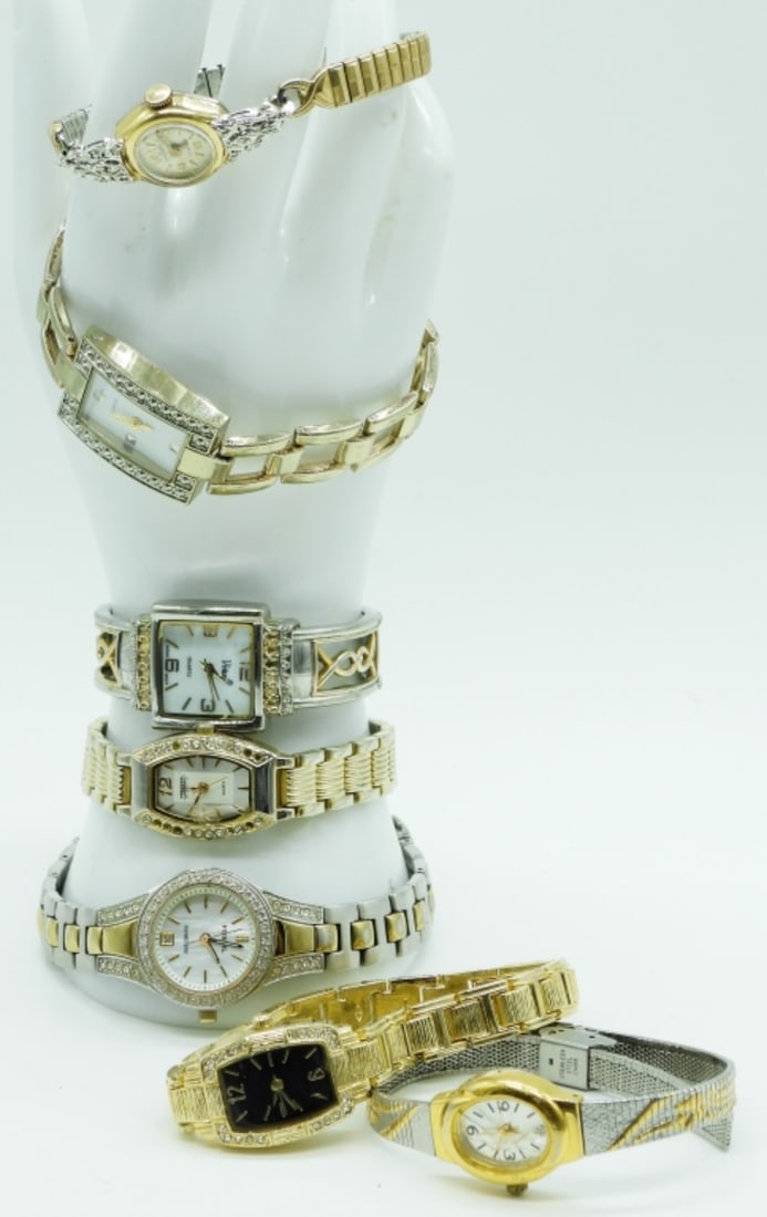 (7) Two-Toned Women's Fashion Watches: Watches are not verified, authenticated, or tested in running condition unless otherwise specified.